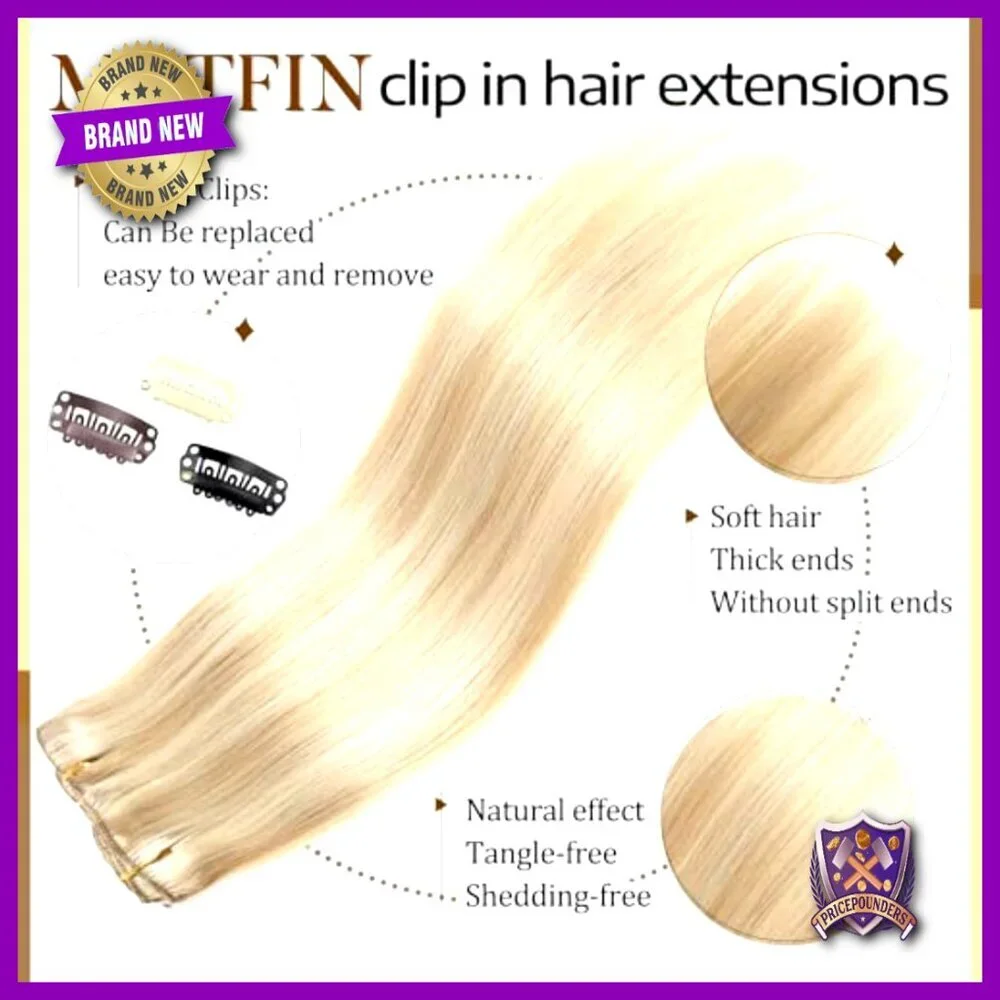 18 Inch Clip In Human Hair Extensions 100g Remy Seamless Straight 8Pcs